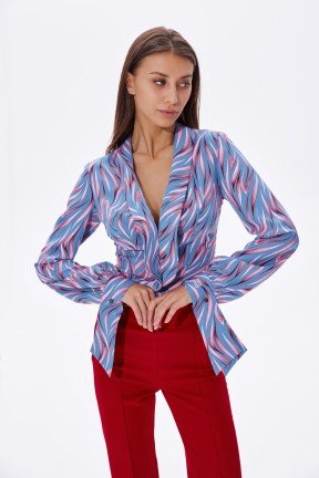 Фото Блузка c акцентными элементами и удлиненным манжетами (4)