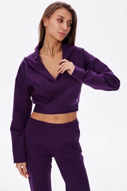 Фото Укороченное худи из джерси в цвете слива (2)